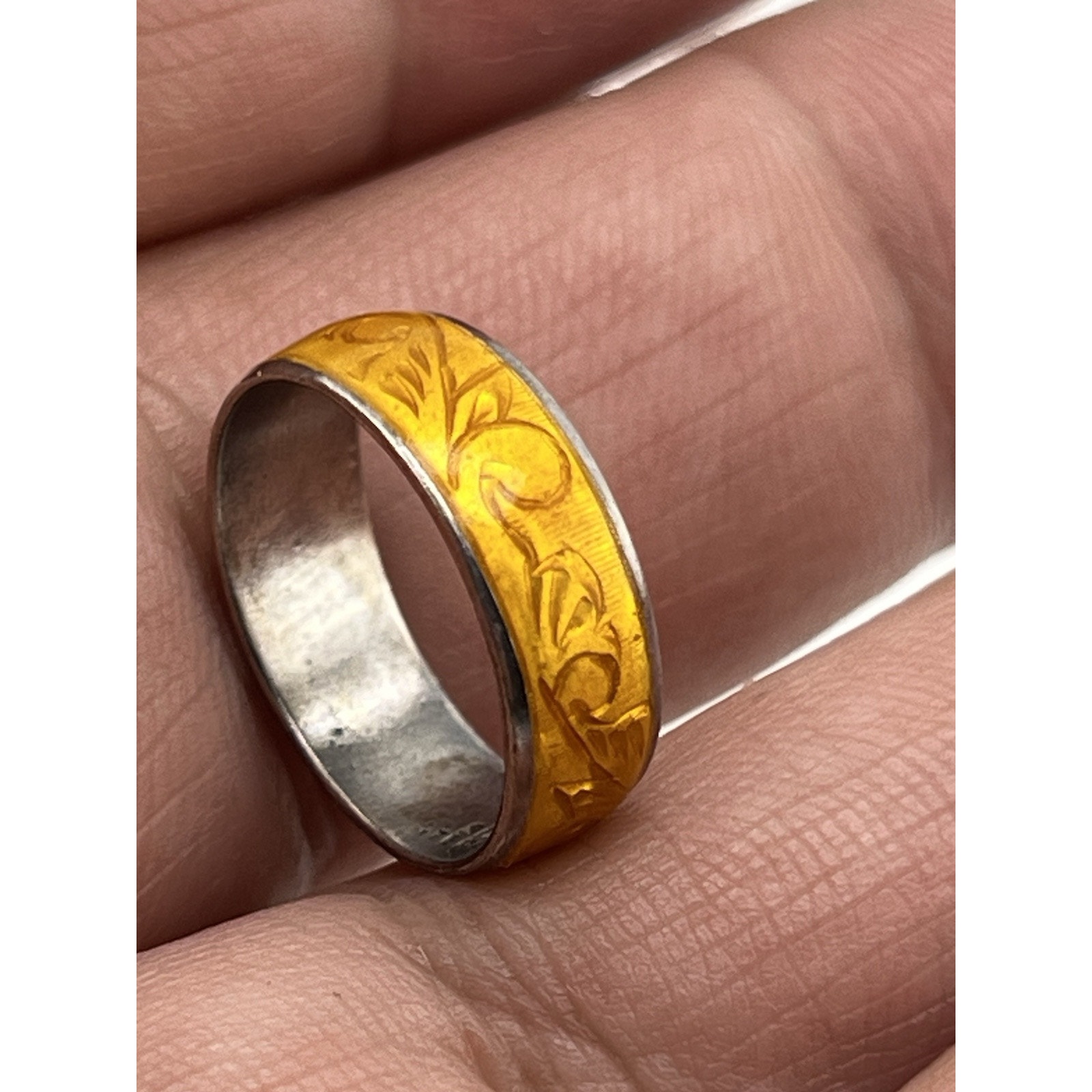 Vintage Siam Sterling Silver Band Ring Inlay Size 6